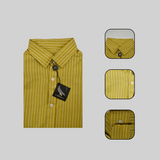 Full Sleeve Casual Yellow With White Lining Check Shirt