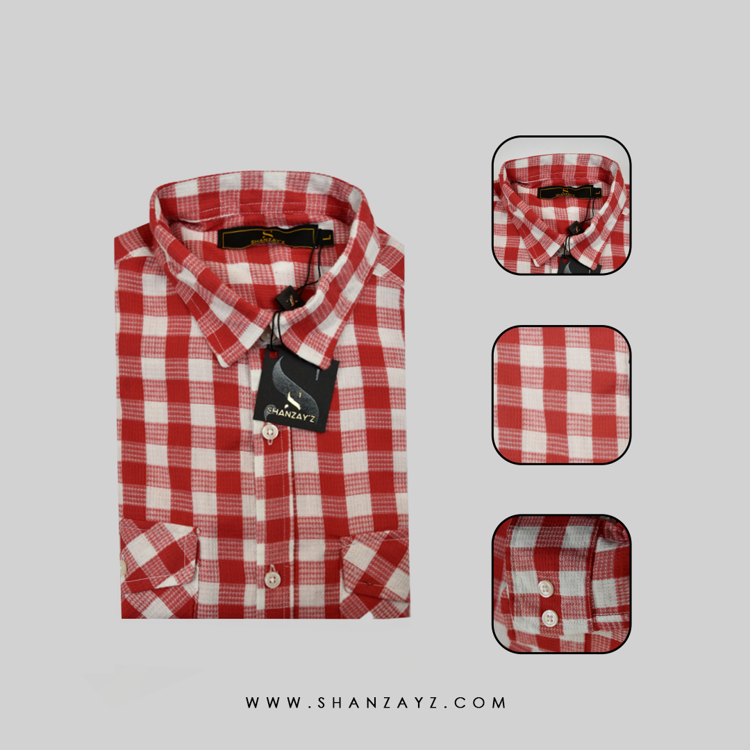 Full Sleeve Casual Red Check Shirt
