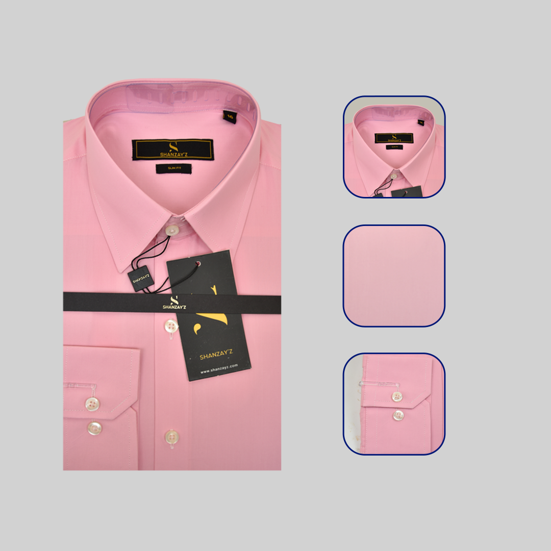 Full Sleeve Plain Pink Color Formal Shirt