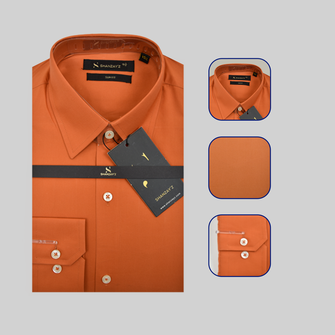Full Sleeve Plain Orange Formal Shirt